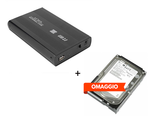BOX ESTERNO PER HDD SATA 3.5" SATA USB 2.0/3.0 - 17315 + HDD 500GB 3.5" Omaggio