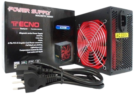 Alimentatore TECNO 625W con ventola da 12cm silenziosa