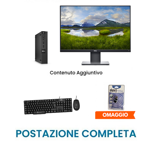 Postazione Completa - Pc Dell I7-4765T + Monitor 24" + kit mouse e tastiera USB + Chiavetta Omaggio
