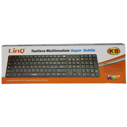 TASTIERA MULTIMEDIALE USB SUPER SOTTILE - LINQ K8