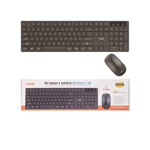 KIT Tastiera e Mouse Wireless 2.4GHz 10m LINQ BK8649 – Nero