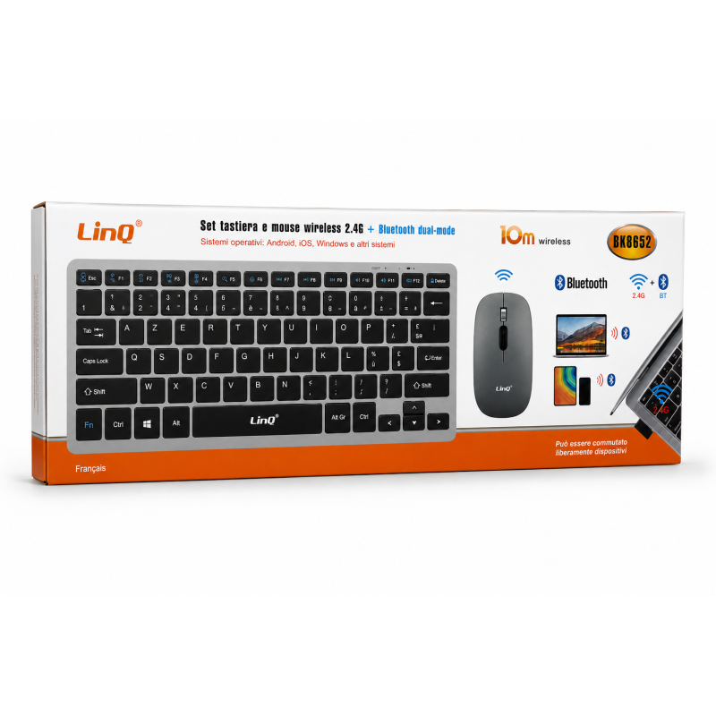 KIT TASTIERA E MOUSE WIRELESS QWERTY - Linq BK8652
