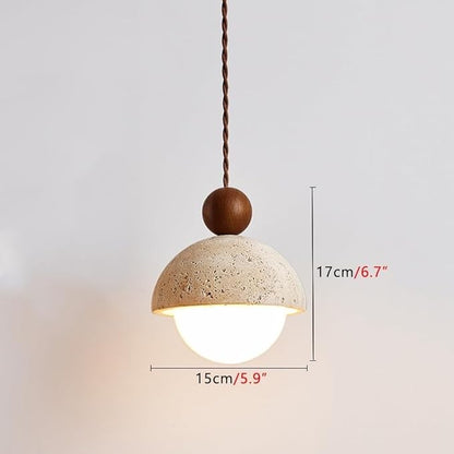 Lampada a sospensione sferica in pietra naturale - E27