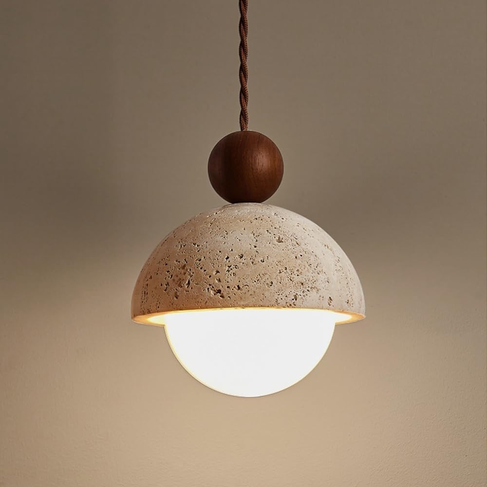 Lampada a sospensione sferica in pietra naturale - E27