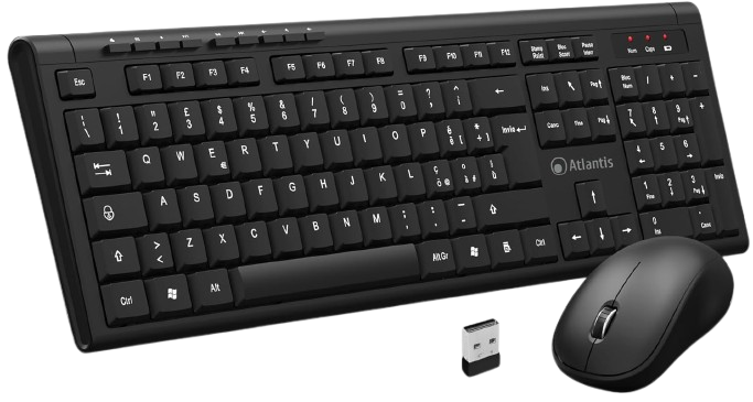 KIT TASTIERA E MOUSE WIRELESS ATLANTIS P013-AX280G+M