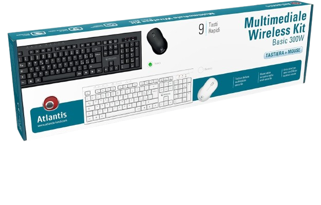 KIT TASTIERA E MOUSE WIRELESS ATLANTIS P013-AX280GW+M