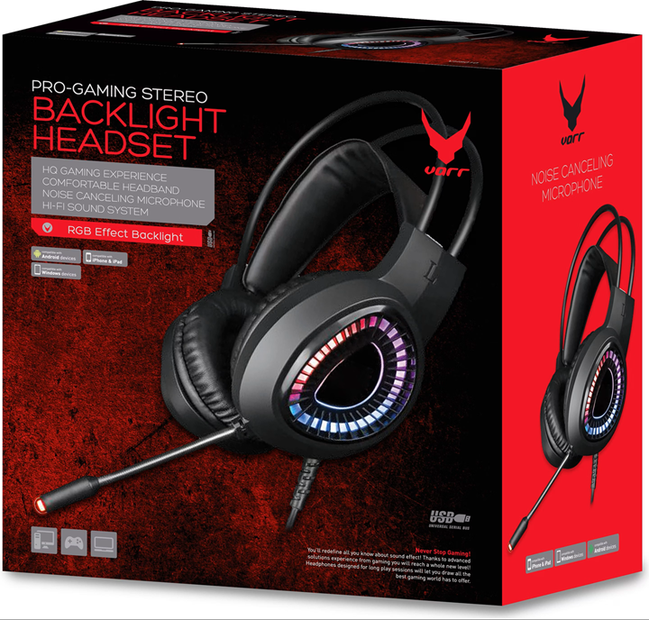 CUFFIA PRO GAMING RGB STEREO BACKLIGHT HEADSET VARR VH8010