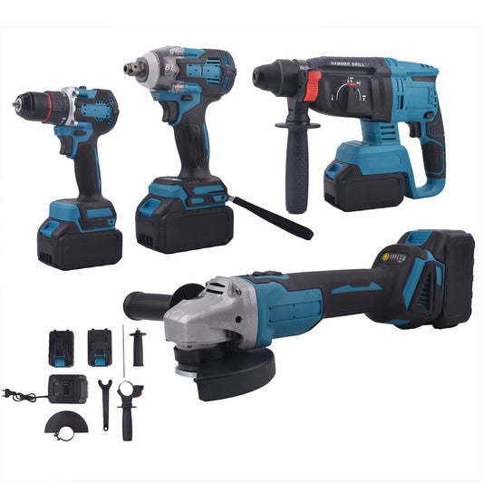 Kit 4 in 1 a litio: flex smerigliatore + avvitatore + trapano + tassellatore