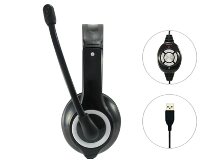 Cuffia USB con microfono e regolazione volume 2mt EQUIP 245301